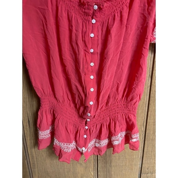 Joie 100% silk embroidered stretchy peasant top size XS - Picture 7 of 8